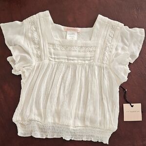 Love Squared White Flutter Sleeve Blouse